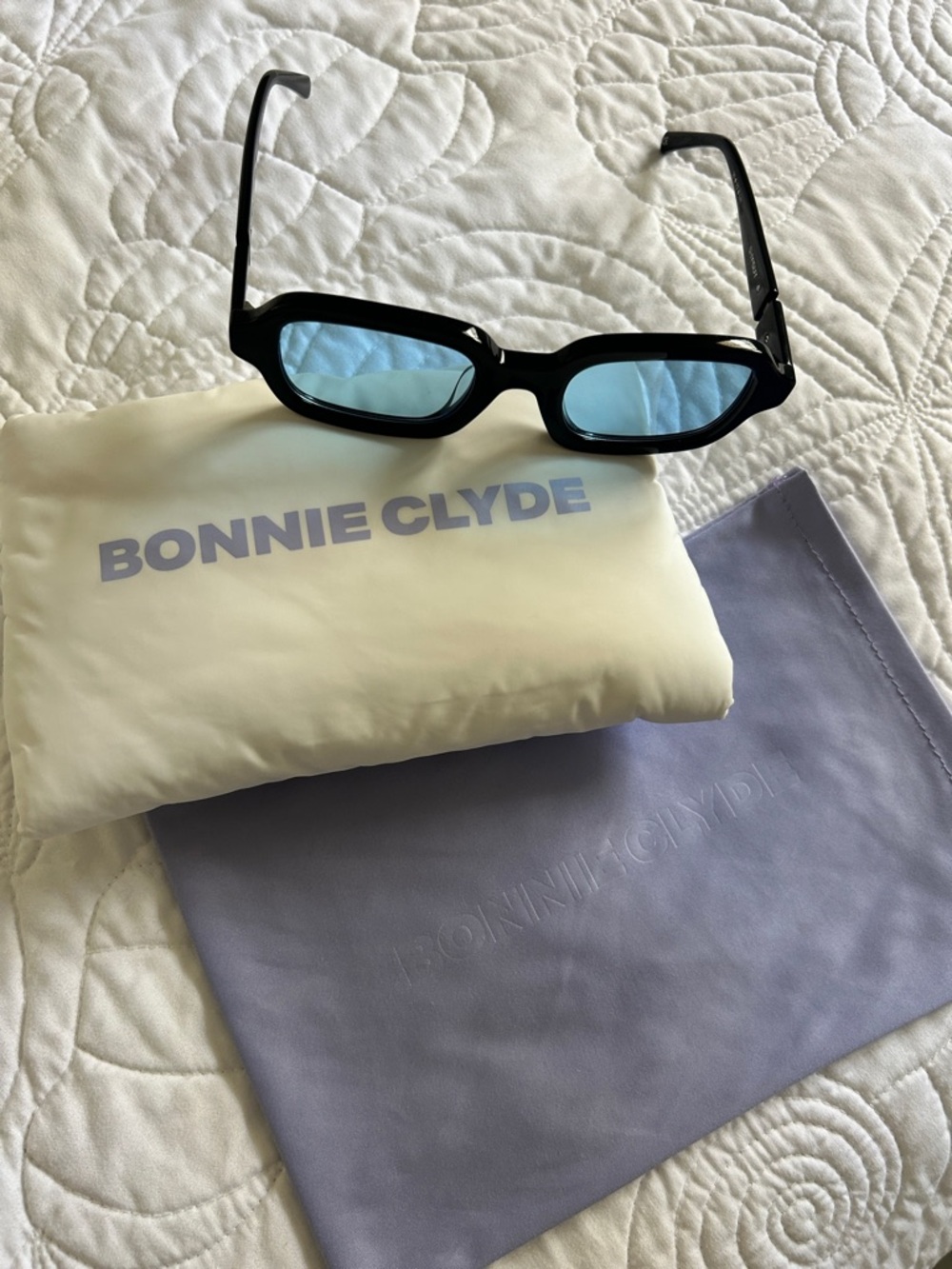 Black Frame Sunglasses with Blue Lenses